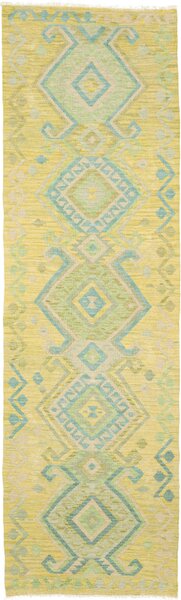 Tappeto Kilim Afghanistan Geometrico Giallo Turchese 73x247 Cm