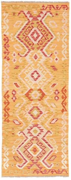 Tappeto Kilim Afghanistan Geometrico Giallo Rosso 65x172 Cm