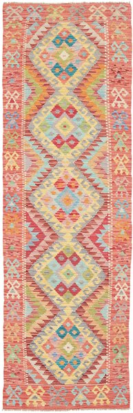 Tappeto Kilim Afghanistan Geometrico Multicolore Corallo 76x250 Cm
