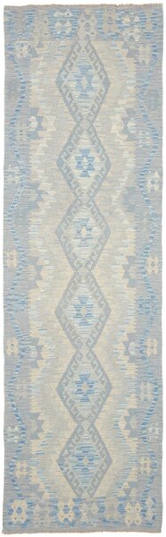 Tappeto Kilim Afghanistan Astratto Azzurro Beige 89x297 Cm