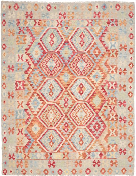 Tappeto Kilim Afghanistan Geometrico Azzurro Rosso 182x231 Cm