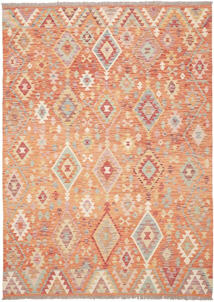 Tappeto Kilim Afghanistan Geometrico Arancione Terracotta 175x249 Cm