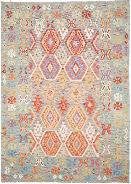 Tappeto Kilim Afghanistan Geometrico Azzurro Multicolore 180x250 Cm