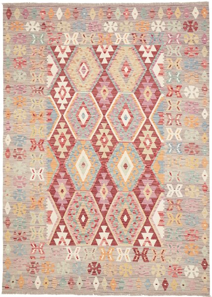 Tappeto Kilim Afghanistan Geometrico Multicolore Grigio 182x250 Cm