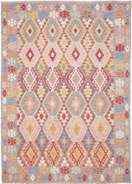 Tappeto Kilim Afghanistan Geometrico Grigio Multicolore 169x248 Cm
