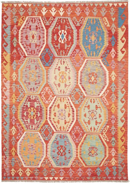 Tappeto Kilim Afghanistan Geometrico Arancio Multi 184x258 Cm