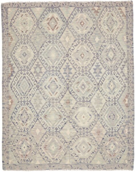 Tappeto Kilim Afghanistan Geometrico Grigio Azzurro 178x220 Cm