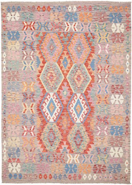 Tappeto Kilim Afghanistan Geometrico Beige Arancio 178x253 Cm