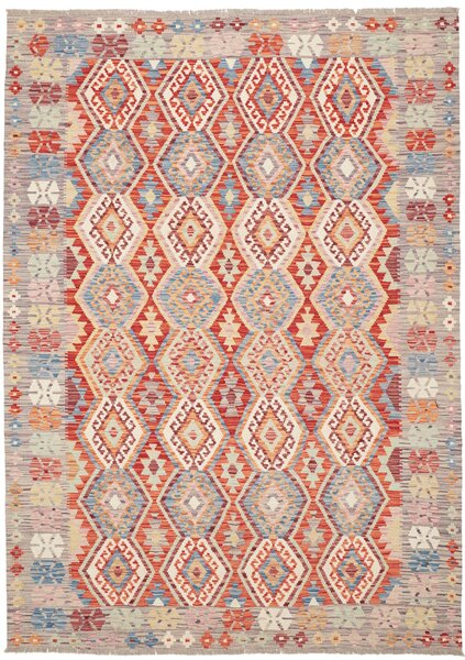 Tappeto Kilim Afghanistan Geometrico Rosso Blu Crema 180x250 Cm