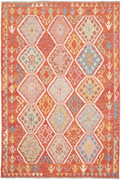 Tappeto Kilim Afghanistan Astratto Arancio Policromo 168x250 Cm