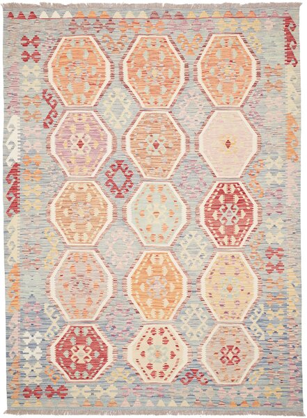 Tappeto Kilim Afghanistan Astratto Azzurro Multicolore Pastello 178x240 Cm