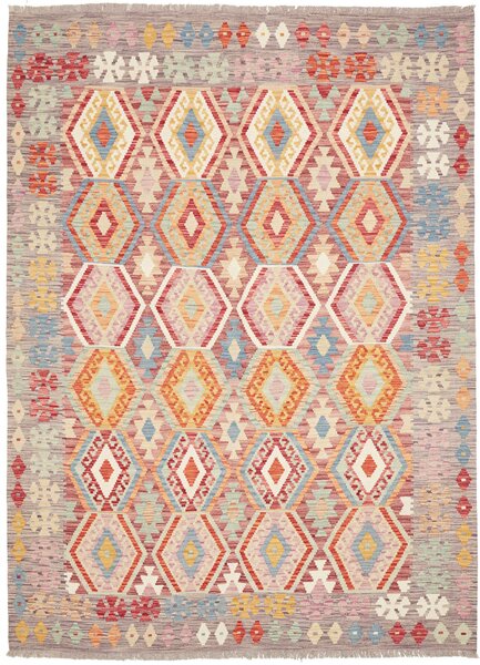 Tappeto Kilim Afghanistan Geometrico Multicolore Terracotta 179x243 Cm