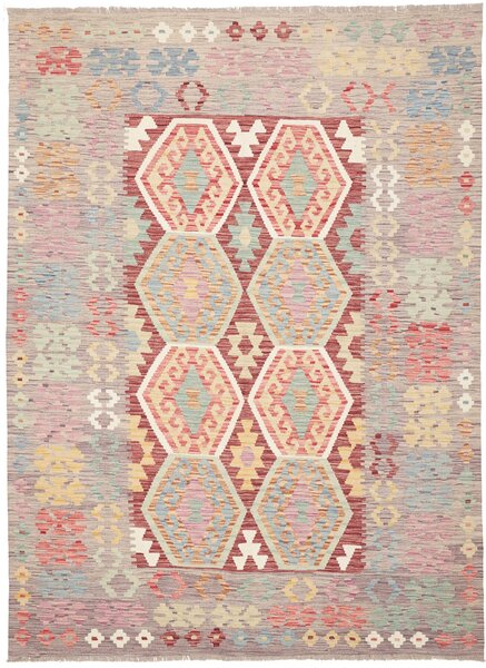 Tappeto Kilim Afghanistan Astratto Grigio Rosso 174x238 Cm