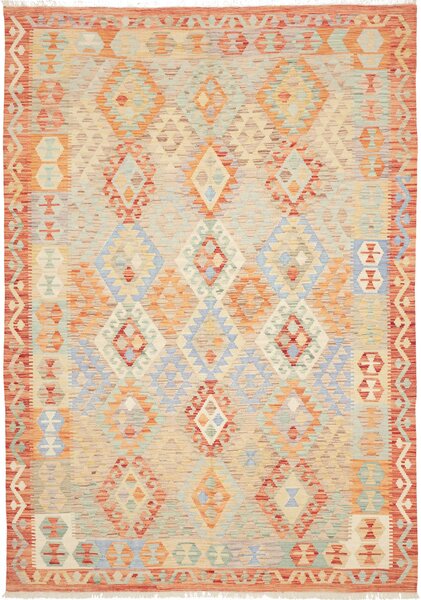 Tappeto Kilim Afghanistan Geometrico Beige Arancio 178x253 Cm