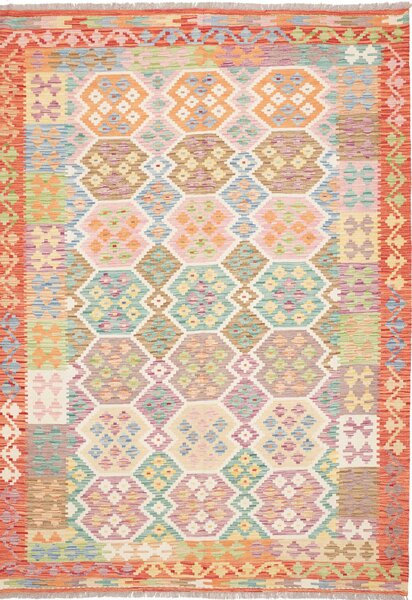 Tappeto Kilim Afghanistan Geometrico Multicolore Pastello 172x245 Cm