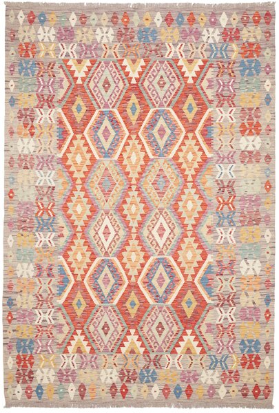 Tappeto Kilim Afghanistan Astratto Arancio Blu 174x249 Cm