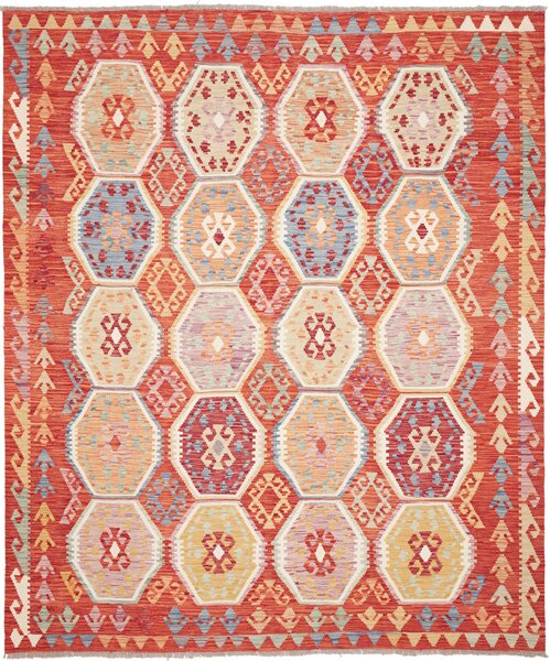 Tappeto Kilim Afghanistan Geometrico Terracotta Pastello Multicolore 207x247 Cm
