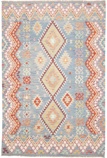 Tappeto Kilim Afghanistan Astratto Azzurro Arancio 173x253 Cm