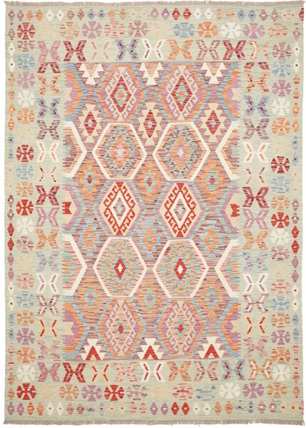 Tappeto Kilim Afghanistan Geometrico Multicolore Pastello 179x250 Cm