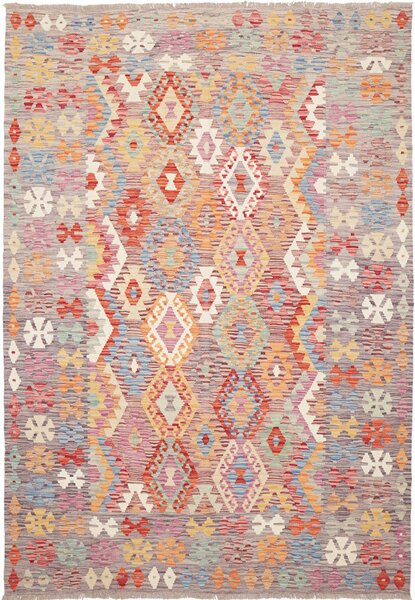 Tappeto Kilim Afghanistan Astratto Grigio Multicolore 171x249 Cm