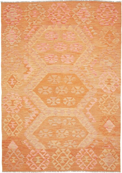 Tappeto Kilim Afghanistan Geometrico Arancio Rosa 175x257 Cm