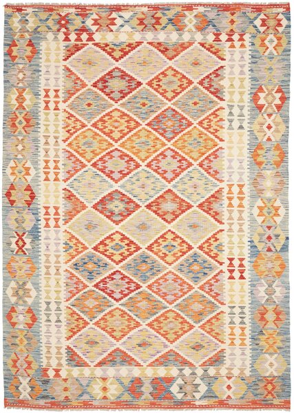 Tappeto Kilim Afghanistan Geometrico Multicolore Etnico 178x247 Cm