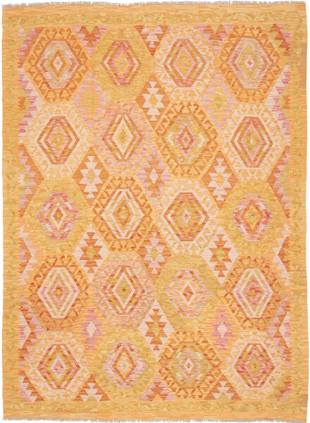 Tappeto Kilim Afghanistan Astratto Giallo Arancione 174x236 Cm