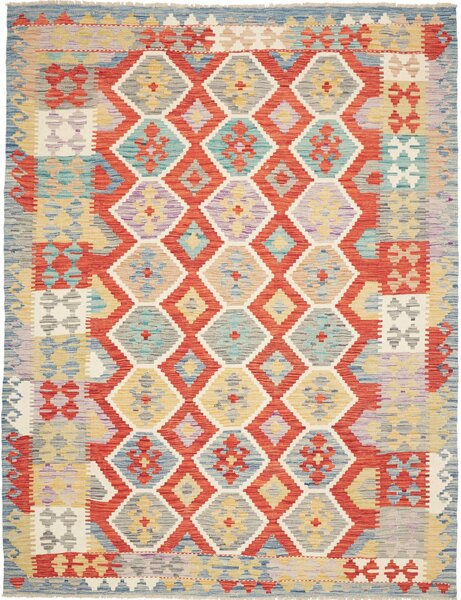 Tappeto Kilim Afghanistan Astratto Rosso Blu 176x236 Cm