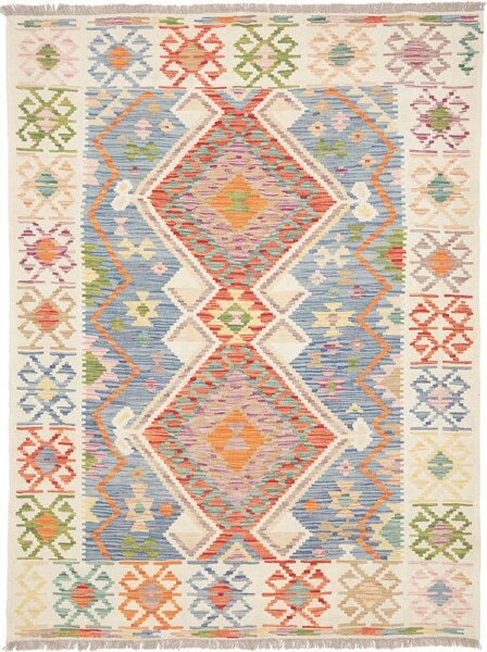 Tappeto Kilim Afghanistan Geometrico Azzurro Avorio 155x204 Cm
