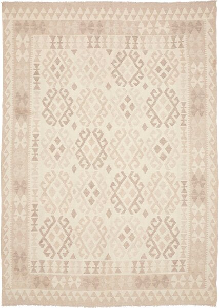 Tappeto Kilim Afghanistan Geometrico Crema Beige Tortora 178x253 Cm