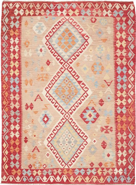 Tappeto Kilim Afghanistan Astratto Beige Rosso 173x235 Cm