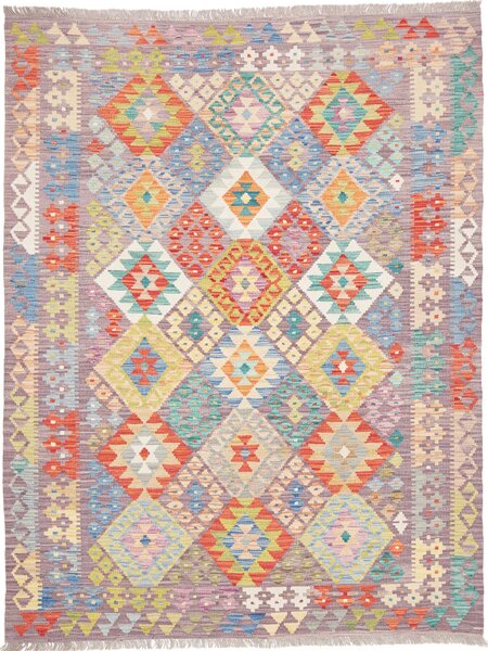Tappeto Kilim Afghanistan Geometrico Lilla Multicolore Vivace 150x194 Cm