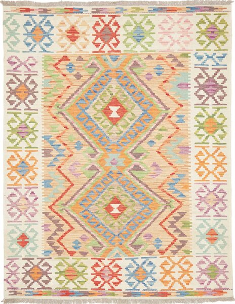 Tappeto Kilim Afghanistan Geometrico Multicolore Pastello 148x192 Cm