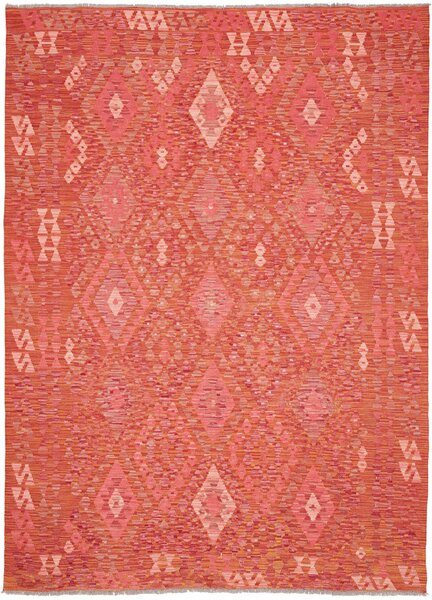 Tappeto Kilim Afghanistan Geometrico Rosso-arancio Corallo 180x246 Cm