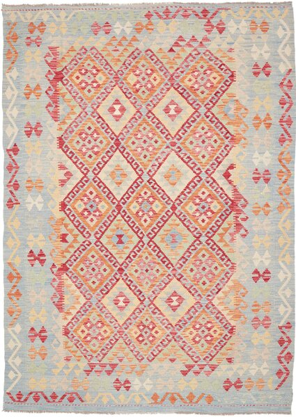 Tappeto Kilim Afghanistan Geometrico Celeste Rosso 177x246 Cm