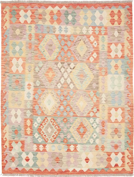 Tappeto Kilim Afghanistan Geometrico Terracotta Beige 150x193 Cm