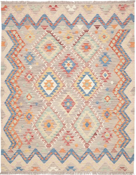 Tappeto Kilim Afghanistan Astratto Multicolore Geometrico Luminoso 152x195 Cm