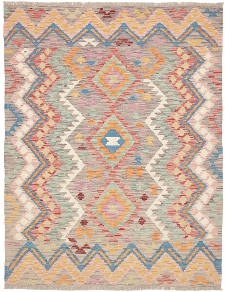 Tappeto Kilim Afghanistan Geometrico Grigio Multicolore 150x196 Cm