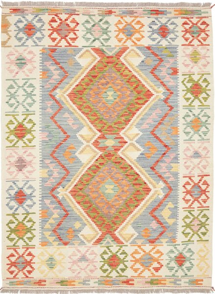 Tappeto Kilim Afghanistan Astratto Grigio-azzurro Crema 149x204 Cm