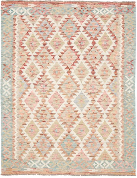 Tappeto Kilim Afghanistan Geometrico Bianco Azzurro 153x196 Cm