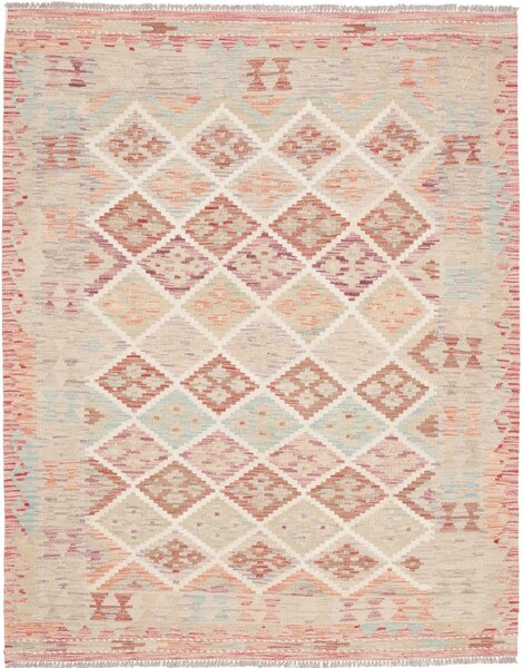 Tappeto Kilim Afghanistan Geometrico Beige Rosa 152x191 Cm