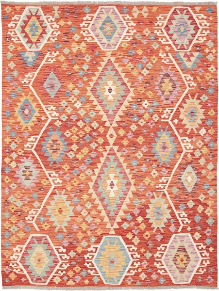 Tappeto Kilim Afghanistan Geometrico Arancio Policromo 148x195 Cm