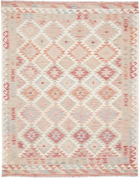 Tappeto Kilim Afghanistan Geometrico Bianco Rosso 115x194 Cm