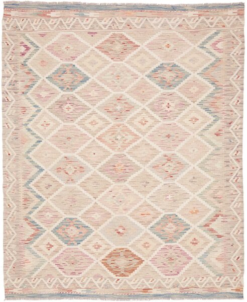 Tappeto Kilim Afghanistan Astratto Beige Rosa 153x188 Cm