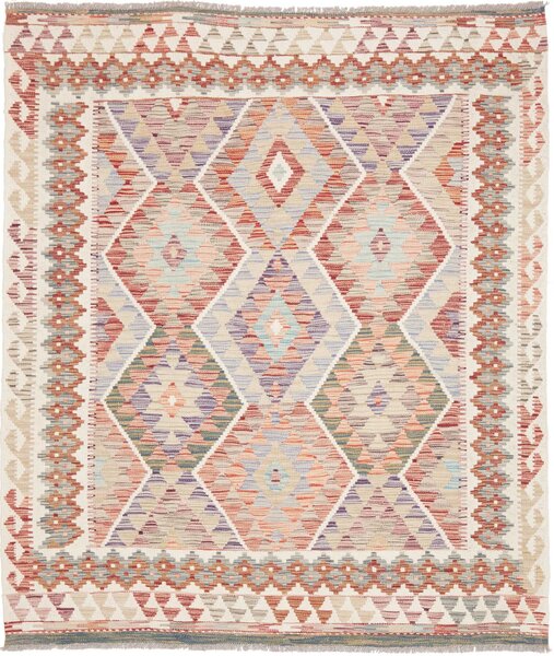 Tappeto Kilim Afghanistan Astratto Beige Azzurro 161x188 Cm