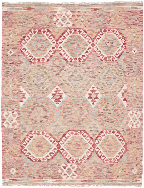 Tappeto Kilim Afghanistan Geometrico Rosso Beige 156x198 Cm