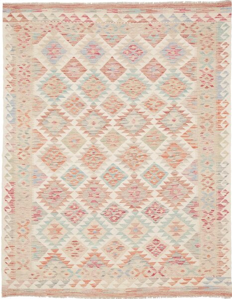 Tappeto Kilim Afghanistan Geometrico Crema Arancio 153x192 Cm