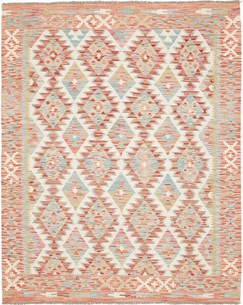 Tappeto Kilim Afghanistan Geometrico Terracotta Azzurro 155x195 Cm