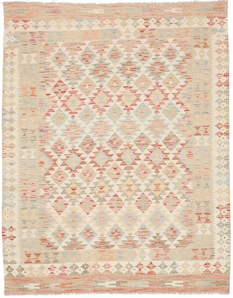 Tappeto Kilim Afghanistan Geometrico Crema Rosso 153x196 Cm