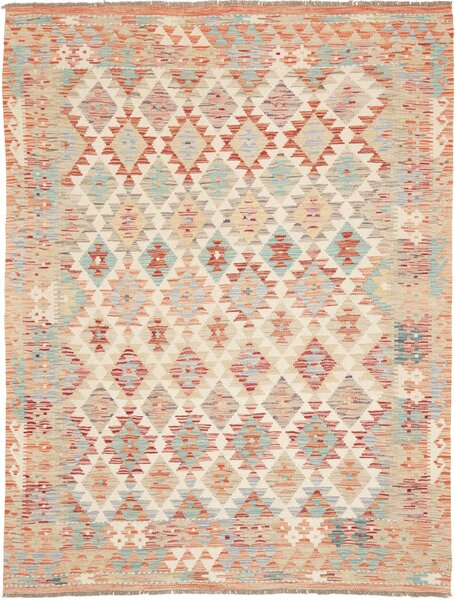 Tappeto Kilim Afghanistan Geometrico Beige Azzurro 154x205 Cm